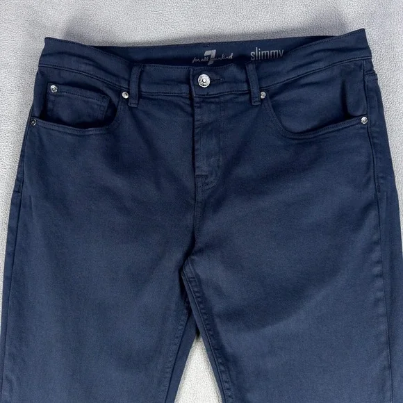 7 For All Mankind Pants Mens 34x32 Blue Slimmy Stretch Quiet Luxury Minimalist - Picture 3 of 11